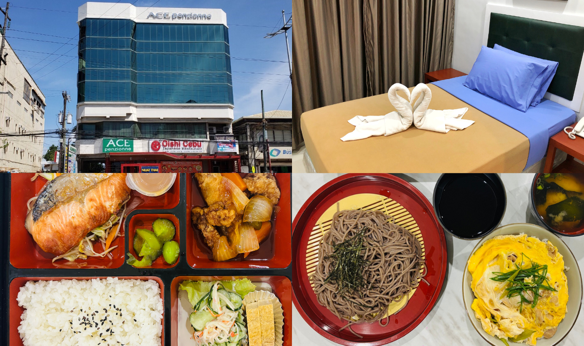 日本食の食事とホテルの部屋